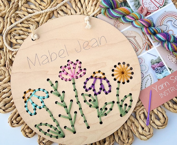 flower craft kit for kids, yarn sewing kit for beginners, diy crafts for gifts, birthday gift for 8 year old girl, summer crafts for kids