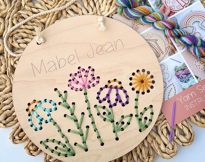 flower craft kit for kids, yarn sewing for beginners, diy crafts for gifts, birthday gift for 8 year old girl, summer crafts for kids
