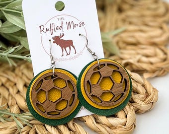 custom team soccer earrings, soccer team earrings, soccer jewelry, soccer earrings for women, school spirit earrings, game day earrings