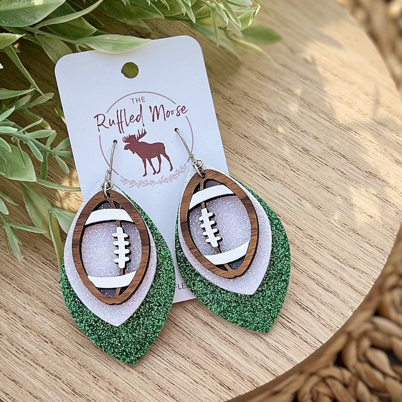 Prep Obsessed - Glitter Football Earrings