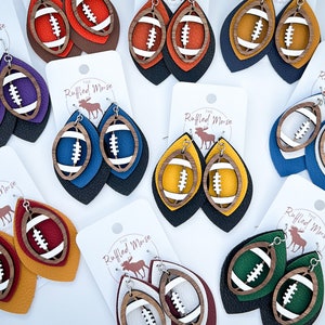 Personalized football earrings, football mom earrings, team earrings, sports mom gift, personalized game day earrings, Super Bowl earrings