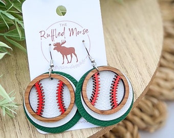 boucles d'oreilles équipe de baseball, boucles d'oreilles baseball pour maman, boucles d'oreilles baseball femmes, jour de match à l'école, esprit école de baseball, idées cadeau baseball maman