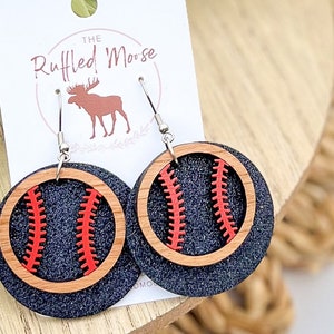 custom team earrings, glitter baseball earrings, baseball mom jewelry, baseball earrings for women, school spirit earrings, gameday earrings