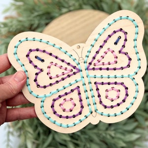 butterfly craft kit kids, yarn sewing kit for beginners, birthday gift, diy crafts for girls, Easter basket stuffer, easter gifts for kids