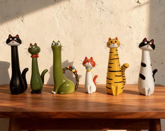 Set di vasi a forma di gatto originali, fioriera a forma di animale in resina realizzata a mano, complemento d'arredo stravagante, complemento d'arredo moderno in stile boho, regalo per la mamma