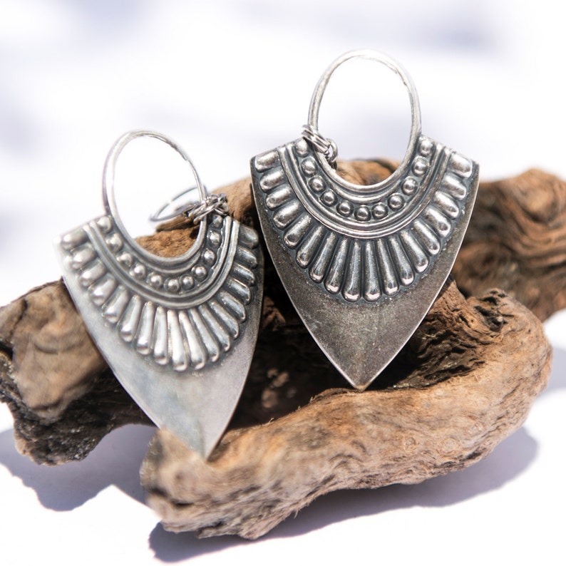 Boho Earrings Bohemian Jewelry Large Silver Earrings Etsy