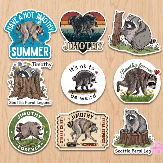 100pcs  Jimothy the Raccoon Vinyl Waterproof Sticker