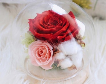 Preserved Flower in Glass Globe - Handmade Floral Gift from UK