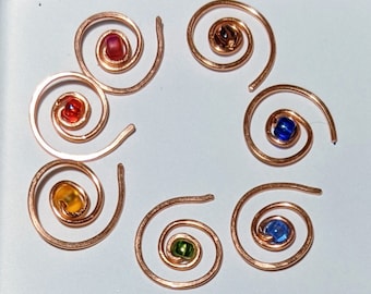 Copper spiral stitch markers for crochet or knitting