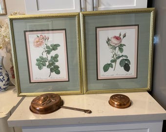 2 belles roses encadrées vintage