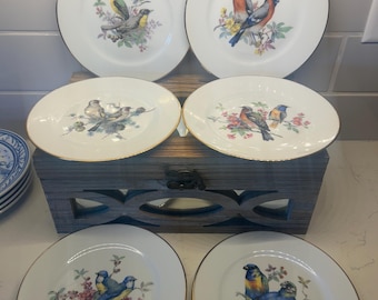 6 platos de porcelana Kuba vintage con diseño de pájaros