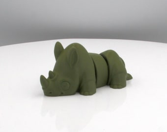Articulated Flexi Rhino Fidget Toy – 3D Printed Desk Companion, Sensory Play Tool