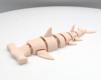 Articulated Flexi Hammer Head Shark Fidget Toy – 3D Printed Desk Companion, Sensory Play Tool
