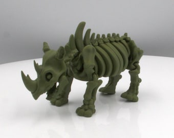 Articulated Skelly Rhino Fidget Toy – 3D Printed Desk Companion, Sensory Play Tool