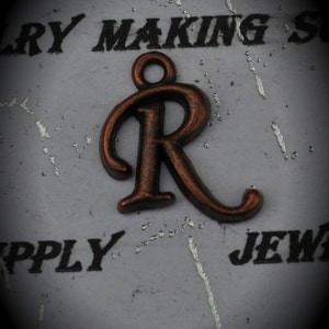 Letter R Red Copper Charm image 1