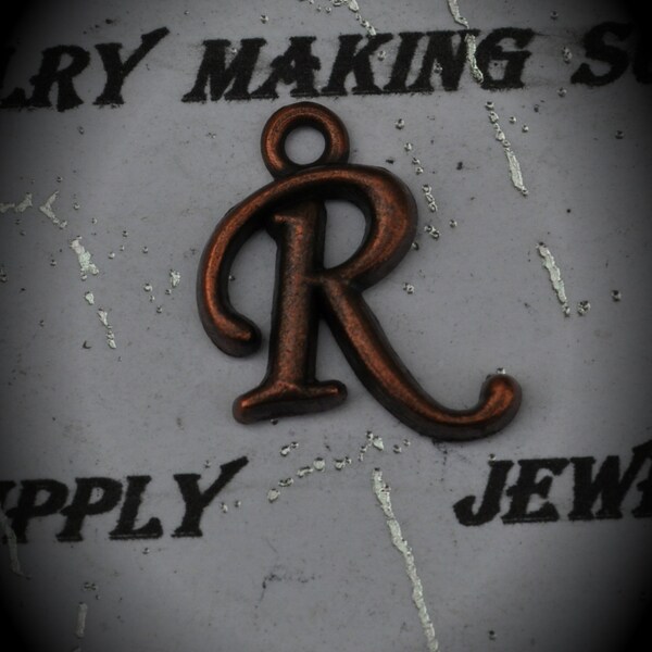 Letter R Red Copper Charm