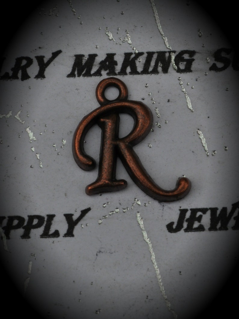 Letter R Red Copper Charm image 1