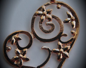 Large Rose Gold Plated Flourish Heart Pendant