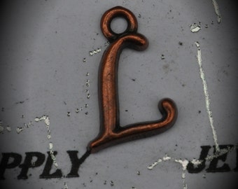 Letter L Red Copper Charm