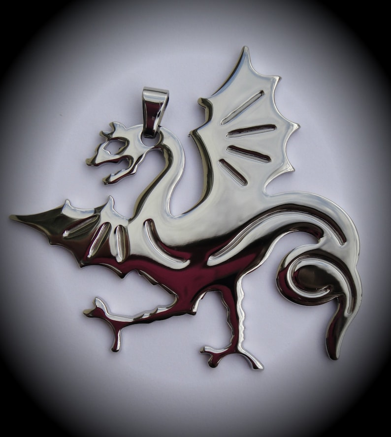 Large Stainless Steel Dragon Pendant image 1