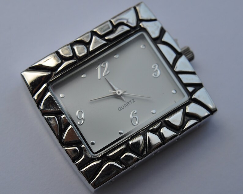 Silver Plated Textured Square Watch Face 5 Strands image 2