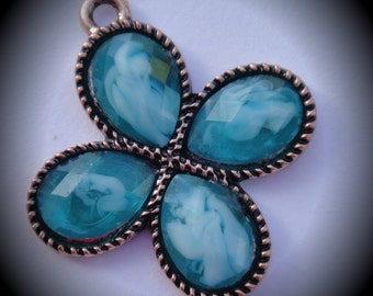 Copper Charm With Faceted Cabochon