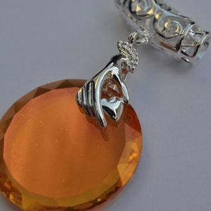 Genuine Silver Plated Swarovski Crystal Copper With 30mm 6049 Flat Disk Drop Pendant image 2