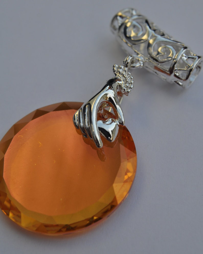 Genuine Silver Plated Swarovski Crystal Copper With 30mm 6049 Flat Disk Drop Pendant image 2