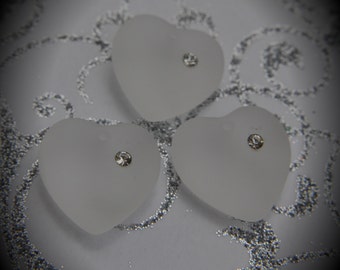 Genuine Swarovski Crystal Matte 16mm 6221 Puffed Heart Pendants / Charms