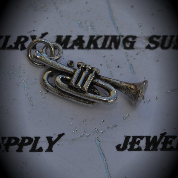 Trumpet Sterling Silver Plated Charm