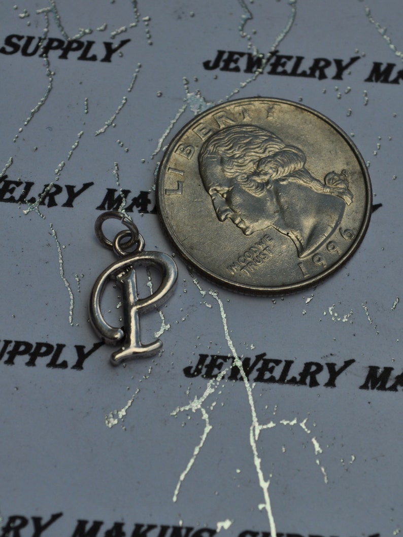 Letter P Sterling Silver Plated Charm
