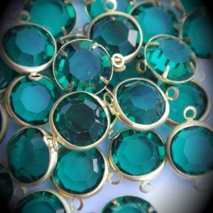 Genuine Gold Plated Swarovski Crystal Channel Round Link Connector Emerald 12mm