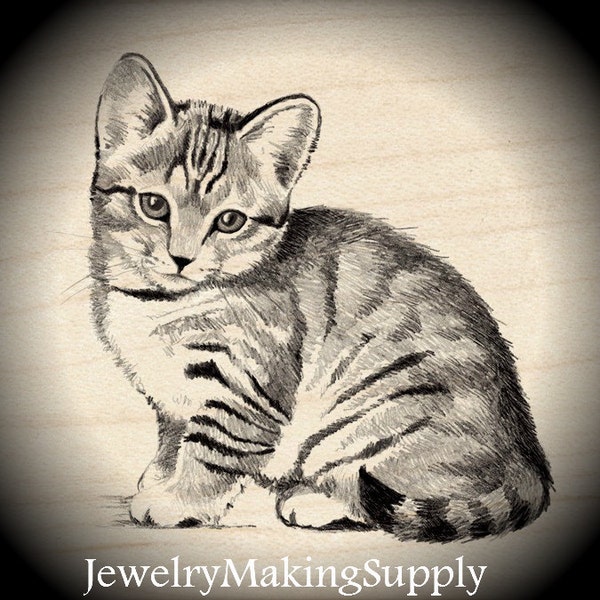 Wood Mounted Rubber Stamp Little Kitten