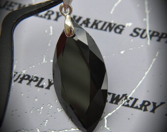 AAA Silver Plated Marquis Pendant With Black Cubic Zirconia