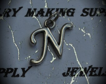 Letter N Sterling Silver Plated Charm