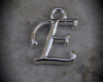 Letter E Silver Plated Charm