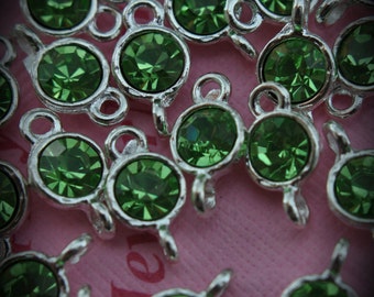 Peridot Large Genuine Sterling Silver Plated Swarovski Crystal Connectors Link U100