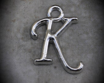 Letter K Silver Plated Charm