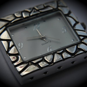 Silver Plated Textured Square Watch Face 5 Strands image 1