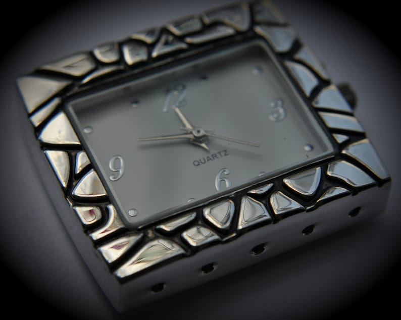 Silver Plated Textured Square Watch Face 5 Strands image 1