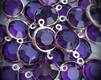 Genuine Gold Plated Swarovski Crystal Channel Round Link Connector Amethyst 13mm