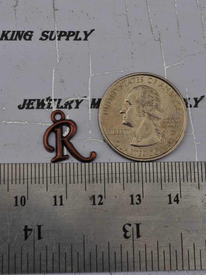 Letter R Red Copper Charm image 3