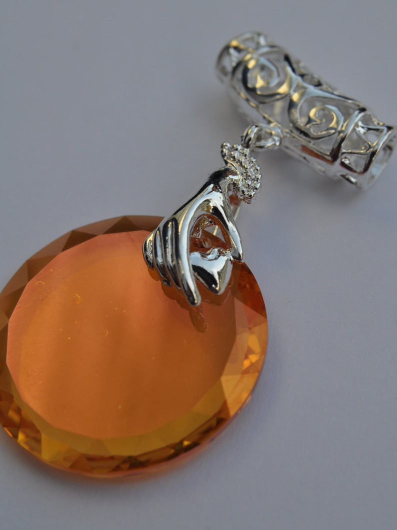 Genuine Silver Plated Swarovski Crystal Copper With 30mm 6049 Flat Disk Drop Pendant image 3