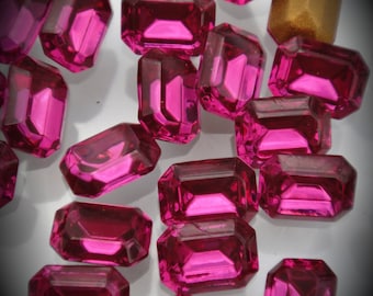 4610 8x6mm Genuine Swarovski Crystals Fuchsia Octagons Foiled Rhinestones