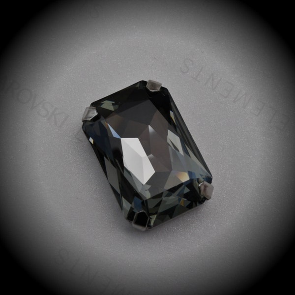 Genuine Silver Plated Swarovski Crystal Black Diamond Sew On