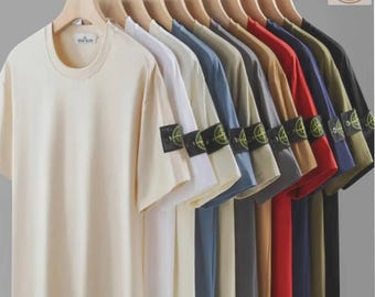 Men's STONE ISLAND 2026 Short-Sleeved T-shirts and polo shirts || Ribbed collar and Compass Patch