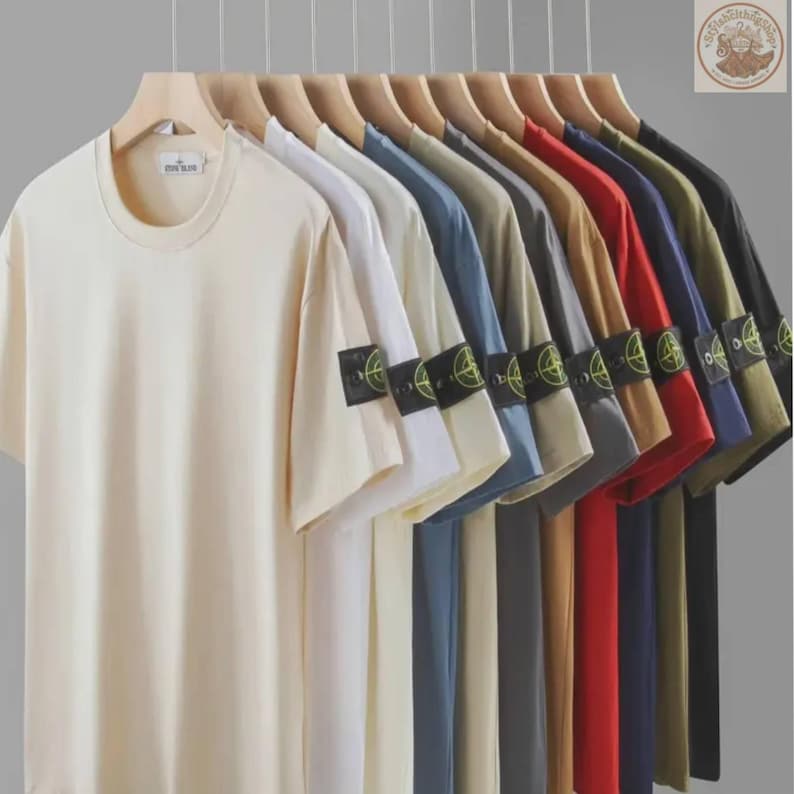 Men's STONE ISLAND 2026 Short-Sleeved T-shirts and polo shirts || Ribbed collar and Compass Patch