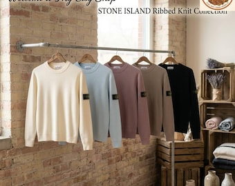 Stone Island Ribbed Crewneck Sweater | Compass Patch Knit Jumper | Men’s Luxury Streetwear