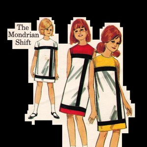 Butterick 3797 Photocopy of Vintage 60s Mondrian Shift Dress Sewing Pattern - Very Kate Spade 2013 - Girls version of Simplicity 6400 Size 8