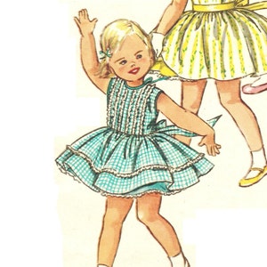 Simplicity 1898 Photocopy of Vintage 50s Super Cute Toddler Girls Sleeveless Party or Play Dress and Slip Sewing Pattern Size 2